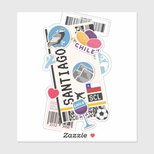 BOARDING PASS SANTIAGO CHILE STICKER (Vel)