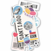 BOARDING PASS SANTIAGO CHILE STICKER (Voorkant)