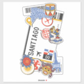BOARDING PASS SANTIAGO DE LOS CABALLEROS DOMINICAN STICKER (Vel)