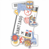BOARDING PASS SANTIAGO DE LOS CABALLEROS DOMINICAN STICKER (Voorkant)