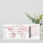 Boarding Pass Save the Date, Blush World Map Kaart (Staand voorkant)