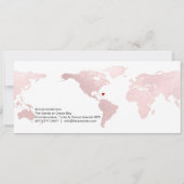 Boarding Pass Save the Date, Blush World Map Kaart (Achterkant)