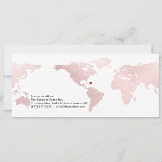 Boarding Pass Save the Date, Blush World Map Kaart (Achterkant)