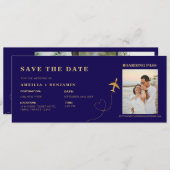 Boarding Pass Save the Date | Destination Wedding Kaart (Voorkant / Achterkant)