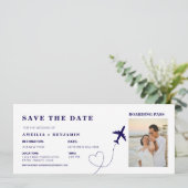 Boarding Pass Save the Date | Destination Wedding  Kaart (Staand voorkant)