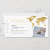 Boarding Pass Save the Date Photo Wereldkaart Gold (Achterkant)