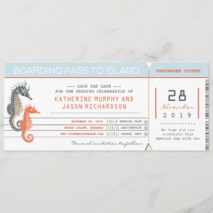 boarding pass save the date tickets with seapaarde
