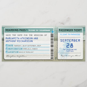 boarding pass save the date tickets with zee waves