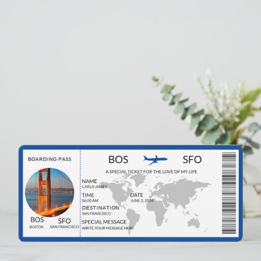 Boarding Pass Scratch Verrassingsvakantie Reveal Kaart (Staand voorkant)