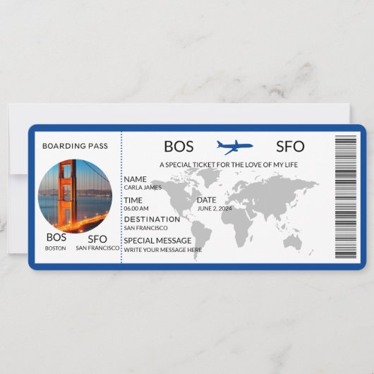 Boarding Pass Scratch Verrassingsvakantie Reveal Kaart (Voorkant)
