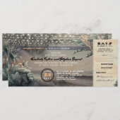 Boarding Pass String String Lights Wedding Ticket Kaart (Voorkant / Achterkant)