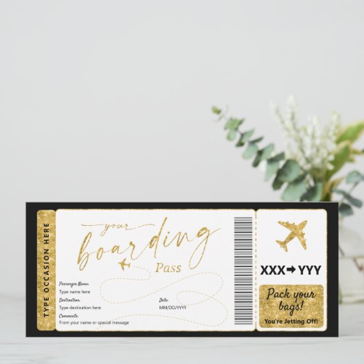 Boarding Pass Surprise Fake Airline Ticket (Staand voorkant)