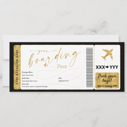 Boarding Pass Surprise Fake Airline Ticket (Voorkant)