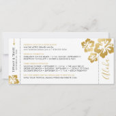 Boarding Pass Ticket Gold Hibiscus Hawaii Weddensc Kaart (Achterkant)