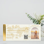 Boarding Pass Ticket met foto bruiloft Kaart (Staand voorkant)