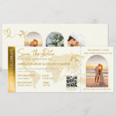 Boarding Pass Ticket met foto bruiloft Kaart (Voorkant / Achterkant)