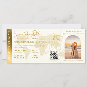 Boarding Pass Ticket met foto bruiloft Kaart