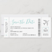 Boarding Pass Ticket Save the Date Silver Plane Aankondiging (Voorkant)