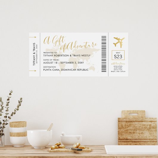 Boarding Pass Ticket Travel Gift Poster (Keuken)