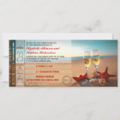 Boarding Pass Tickets Modern Beach Bruiloft Kaart (Voorkant)