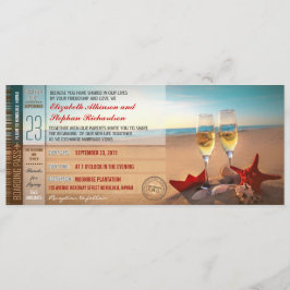 Boarding Pass Tickets Modern Beach Bruiloft Kaart