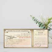 Boarding Pass tickets - vintage huwelijksuitnodigi Kaart (Staand voorkant)