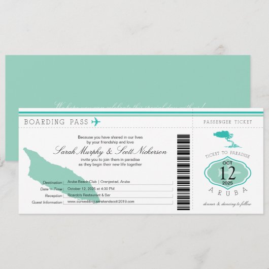 Boarding Pass to Aruba Kaart (Voorkant / Achterkant)