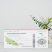 Boarding Pass to Aruba Wedding Invitation Kaart (Staand voorkant)