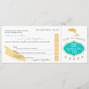 Boarding Pass to Aruba Wedding Invitation Kaart