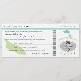 Boarding Pass to Aruba Wedding Invitation Kaart