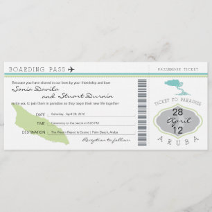 Boarding Pass to Aruba Wedding Invitation Kaart