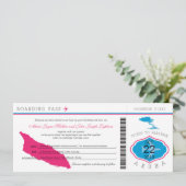 Boarding Pass to Aruba Wedding Invitation Kaart (Staand voorkant)