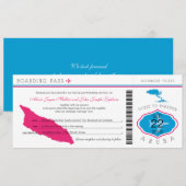 Boarding Pass to Aruba Wedding Invitation Kaart (Voorkant / Achterkant)