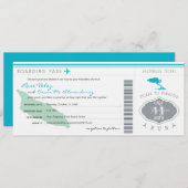 Boarding Pass to Aruba Wedding Invitation Kaart (Voorkant / Achterkant)
