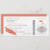 Boarding Pass to Aruba Wedding Invitation Kaart (Voorkant / Achterkant)