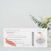 Boarding Pass to Aruba Wedding Invitation Kaart (Staand voorkant)