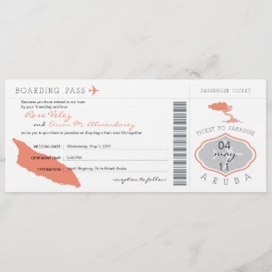 Boarding Pass to Aruba Wedding Invitation Kaart