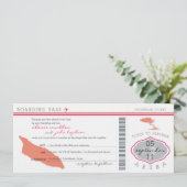 Boarding Pass to Aruba Wedding Invitation Kaart (Staand voorkant)