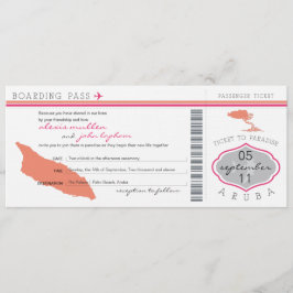 Boarding Pass to Aruba Wedding Invitation Kaart
