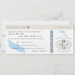 Boarding Pass to Aruba Wedding Invitation Kaart