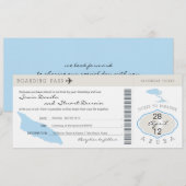 Boarding Pass to Aruba Wedding Invitation Kaart (Voorkant / Achterkant)