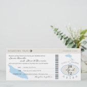 Boarding Pass to Aruba Wedding Invitation Kaart (Staand voorkant)