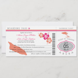 Boarding Pass to Aruba Wedding Invitation Kaart