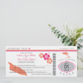 Boarding Pass to Aruba Wedding Invitation Kaart (Staand voorkant)