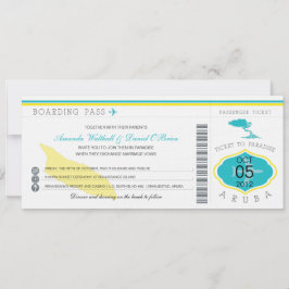 Boarding Pass to Aruba Wedding Invitation Kaart