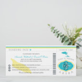 Boarding Pass to Aruba Wedding Invitation Kaart (Staand voorkant)
