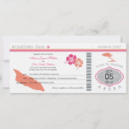 Boarding Pass to Aruba Wedding Invitation Kaart