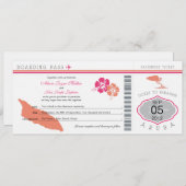 Boarding Pass to Aruba Wedding Invitation Kaart (Voorkant / Achterkant)