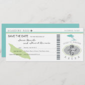 Boarding Pass to Aruba Wedding Invitation Save The Date (Voorkant / Achterkant)