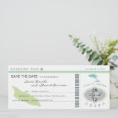 Boarding Pass to Aruba Wedding Invitation Save The Date (Staand voorkant)